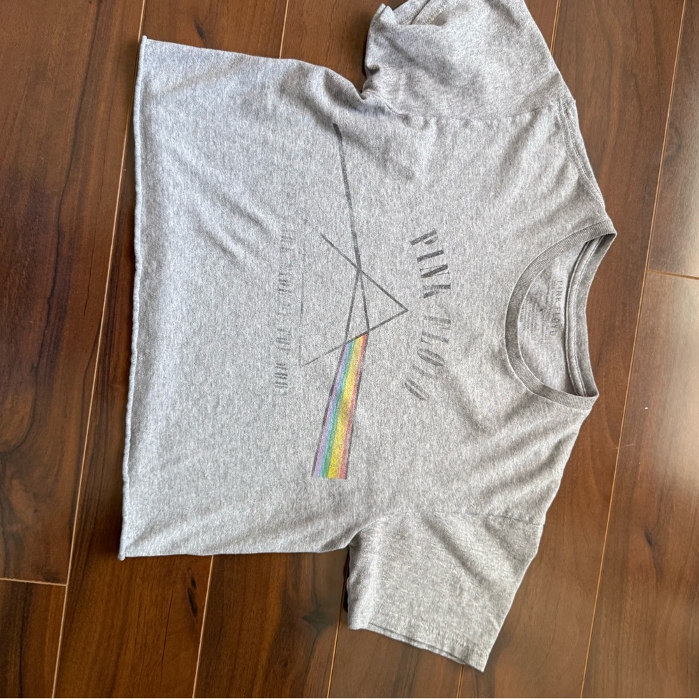 Gray T-Shirt with Rainbow Prism Design